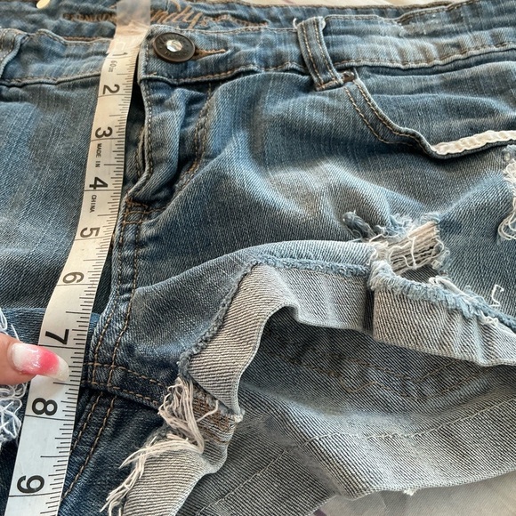 Vintage 90s Y2K Vanity Blue Jean Shorts Distressed Cut-Off Style - Picture 5 of 8